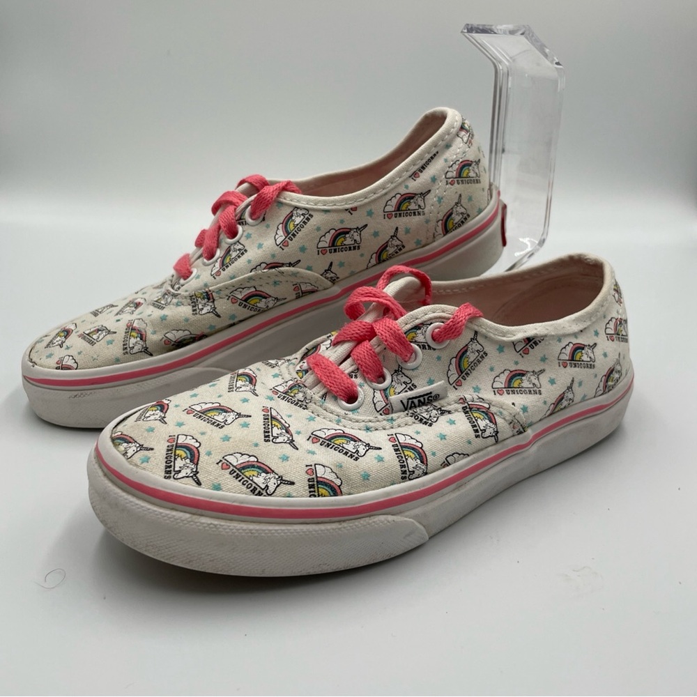 Vans Authentic Kids Lace-Up Sneakers Size 1.5 Fairytale Unicorns Girls Boys Pink